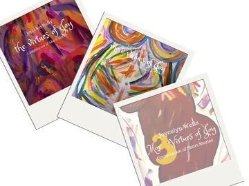 Three colorful art covers titled 'The Virtues of Joy.'