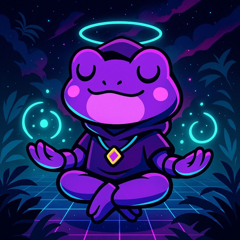 Purple meditating frog