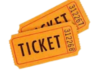 Two orange event tickets with numbers 312267 and 312268.