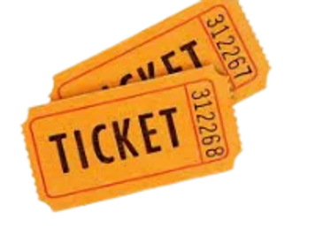 Two orange event tickets with numbers 312267 and 312268.
