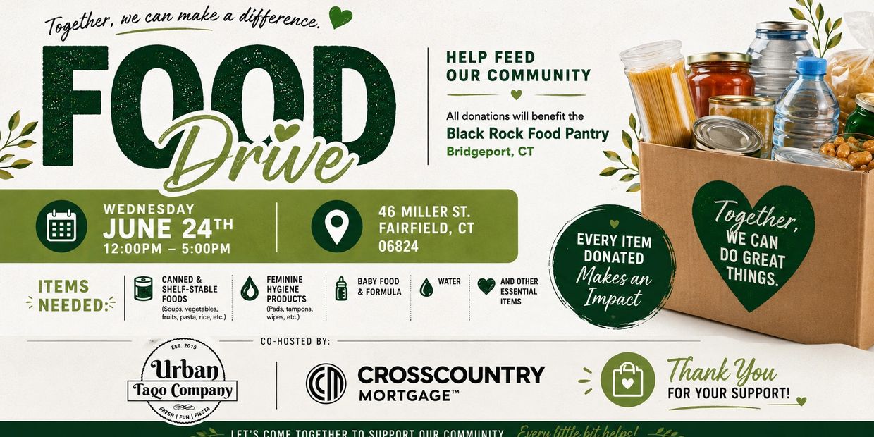 Food drive event on June 24th to support Black Rock Food Pantry in Bridgeport, CT.