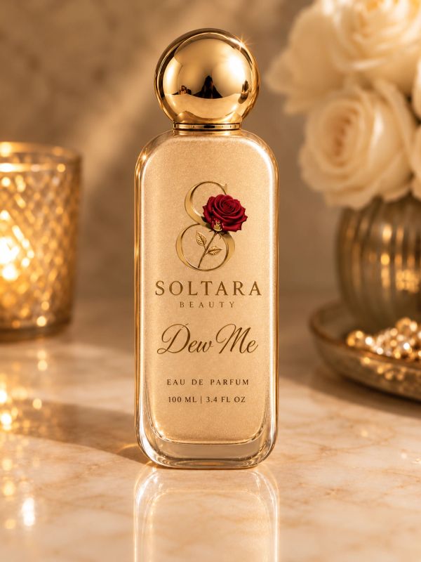 Elegant Soltara Beauty Dew Me perfume bottle.