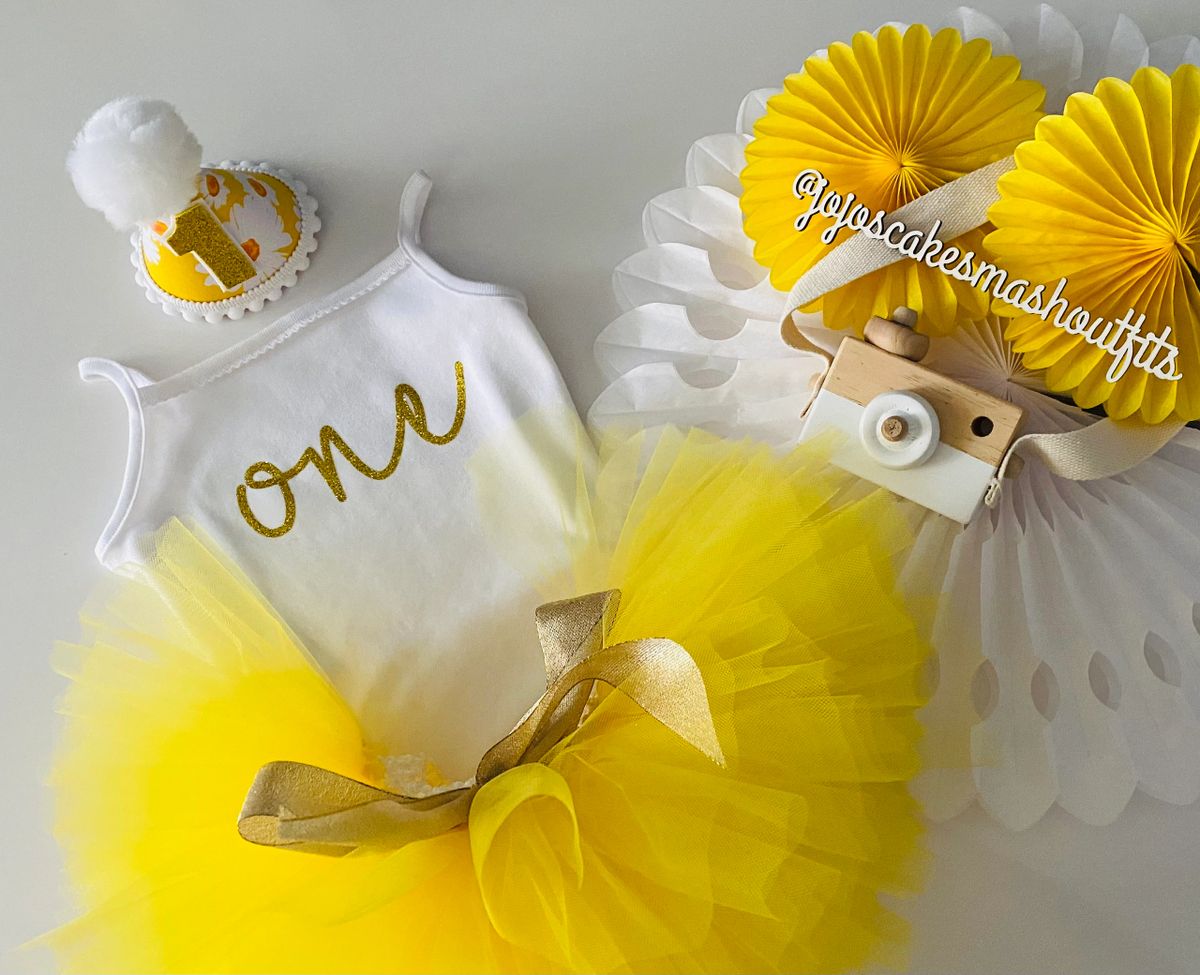 Yellow first best sale birthday outfit