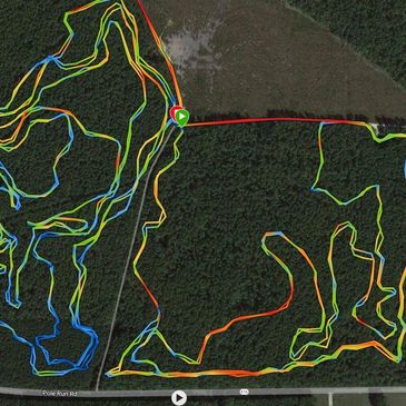 PARTIAL VIEW OF THE 350 ACRES
ABOUT 10 MILES OF TRAILS (SO FAR) 