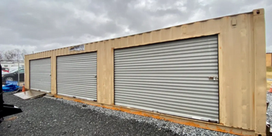 40' Container with roll up garage doors