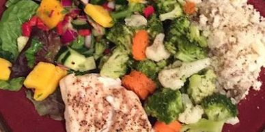 Wild Caught Cod with Organic Mango Salsa & Veggies for weight loss and wellness programs 