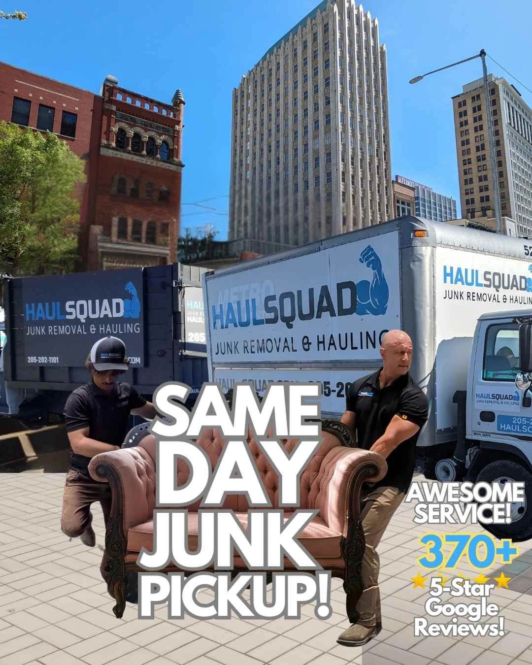 Haul Squad truck and crew providing junk removal in Southside Birmingham, AL
