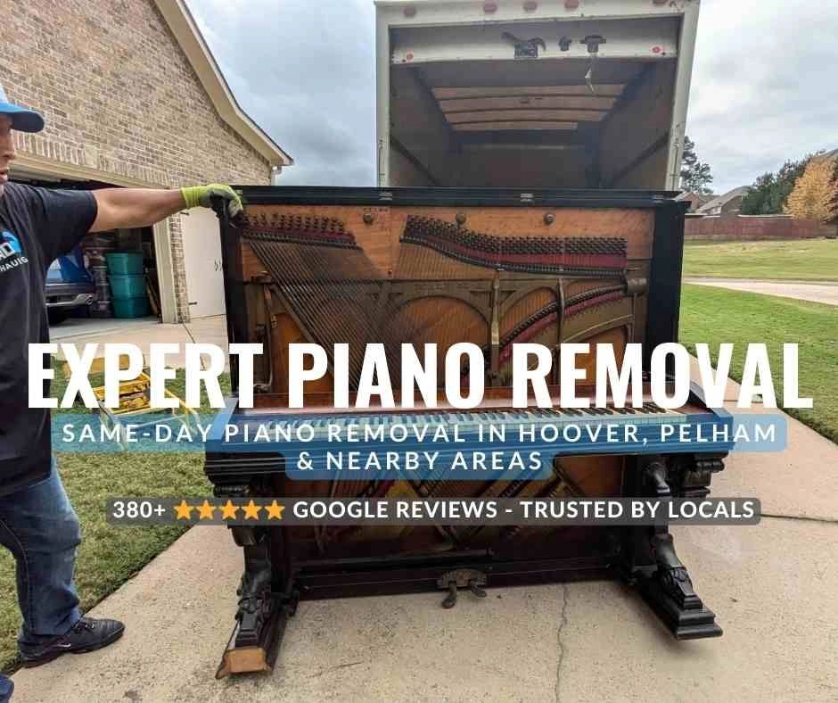 Haul Squad carefully removing upright piano – safe, affordable piano hauling with 5-star service