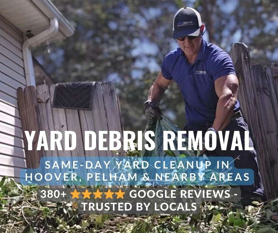 Kevin from Haul Squad removing yard debris during a backyard junk removal job in Helena