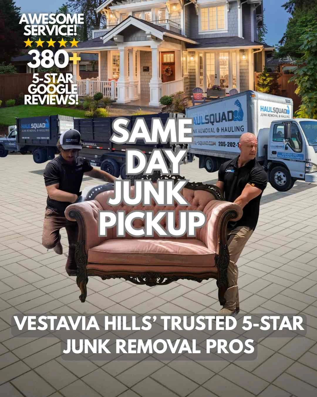 Haul Squad removes furniture during same-day pickup in Vestavia Hills neighborhood