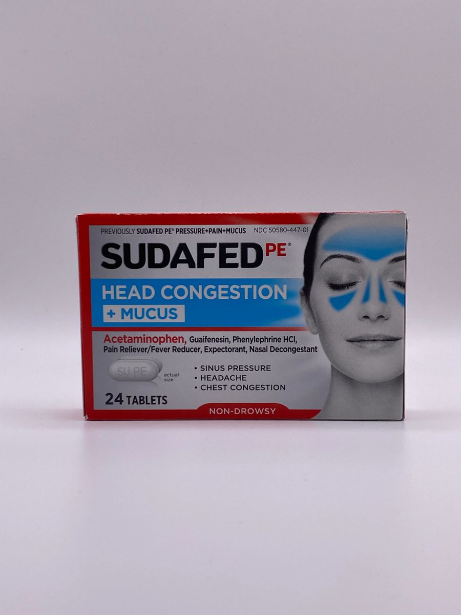 Sudafed Head Congestion + Mucus Non-Drowsy 24 Tablets