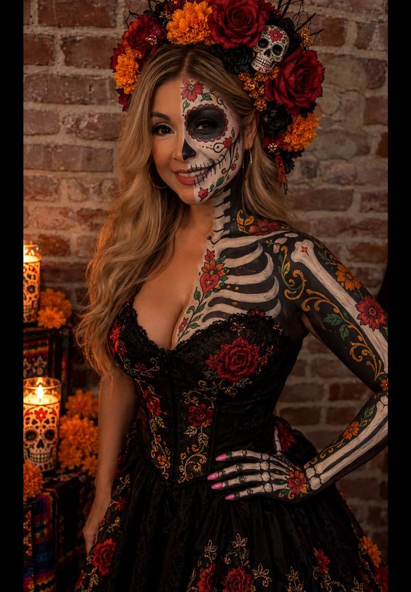 Beautiful Half La Catrina makeup