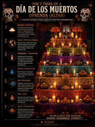 Ofrenda (Altar) 7 Tiers of Dia de los Muertos 