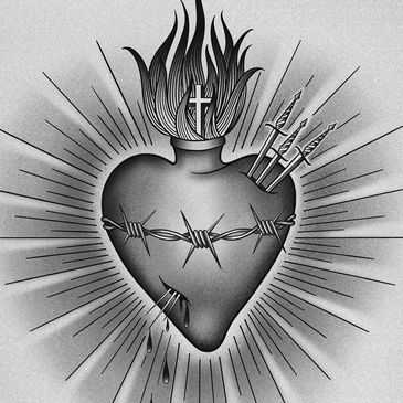 SACRED HEART LOVE CROSS ETERNAL THORN CATHOLIC JESUS MANKIND