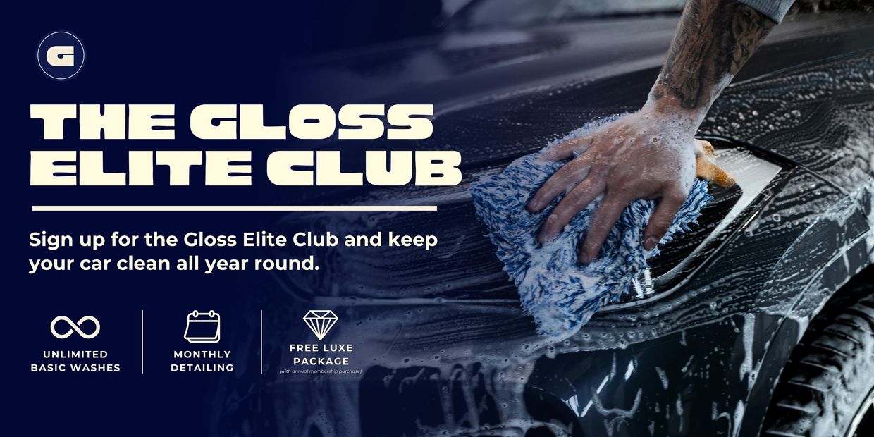 The Gloss Elite Club offers unlimited car washes and monthly detailing for a spotless vehicle.