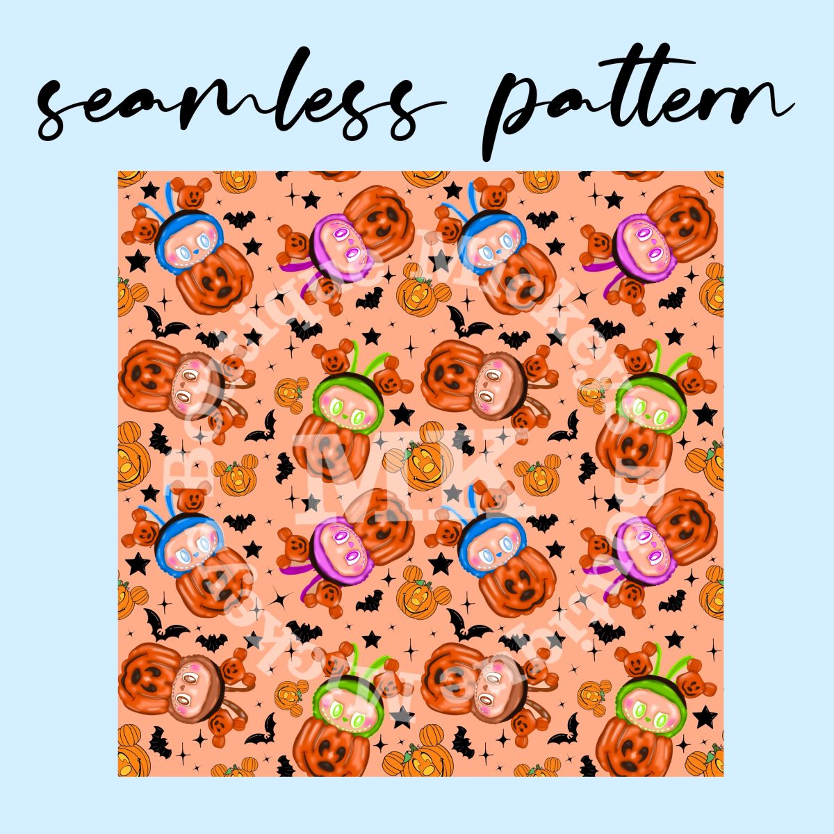 Labubu Seem Less Pattern Design Labubu pumpking seamless pattern jpeg