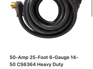 50-Amp, 25-foot, 6-gauge, 14-50 CS6364 Heavy Duty Power Cord 