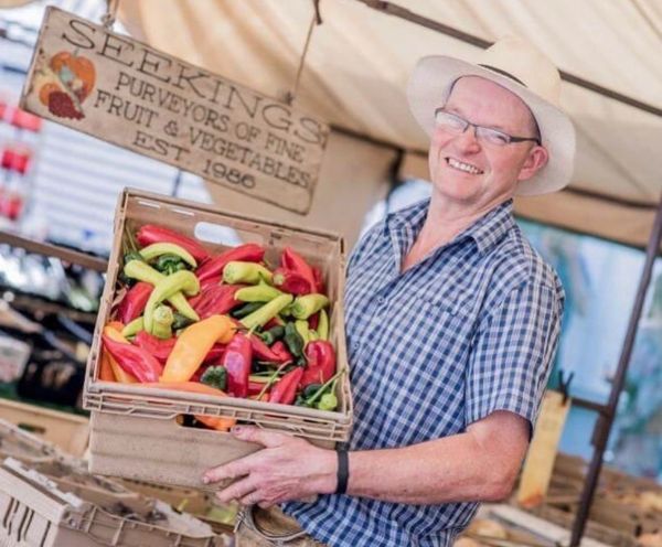 Anthony Seekings proudly displaying his produce. 