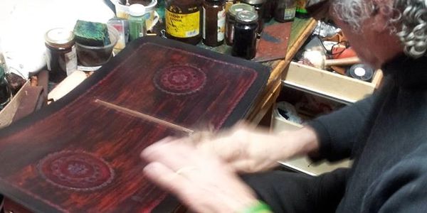 Joe at work in the leather workshop