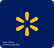 Logo featuring a yellow spark on a blue background.