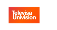 Televisa Univision logo on an orange gradient background.