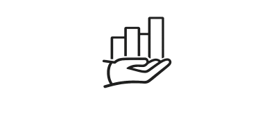 Hand holding a rising bar chart symbolizing growth.