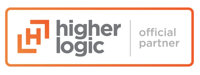 Higher Logic "Official Partner" Logo. Engagement solutions for membership organizations.