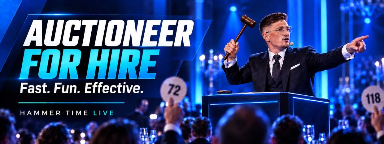 Auctioneer for hire at a lively event.