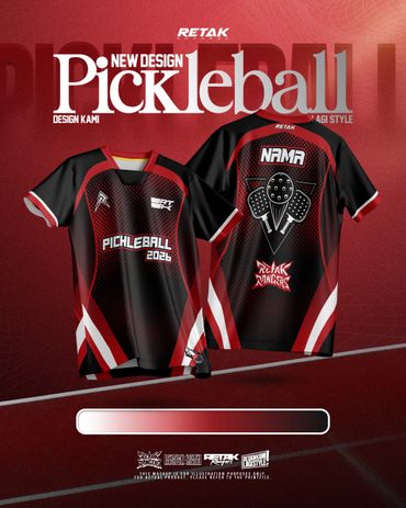 New pickleball jersey design in black and red with bold graphics.
