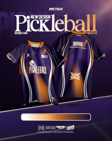 New pickleball jersey design in purple and gold with bold graphics.