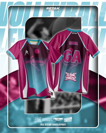 Maroon and teal volleyball jersey with bold GA text on the back.