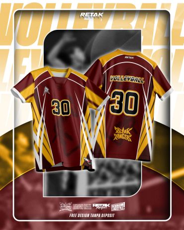 Maroon and gold volleyball jersey with number 30 and dynamic patterns.