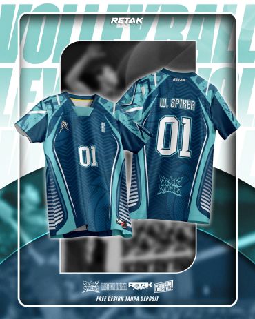 Blue volleyball jersey featuring the number 01 and name W. Spiker.