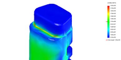 Thermal analysis of a rectangular object showing temperature distribution.