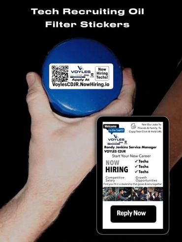 New Product -- Tech Recruiting Oil Change Sticker