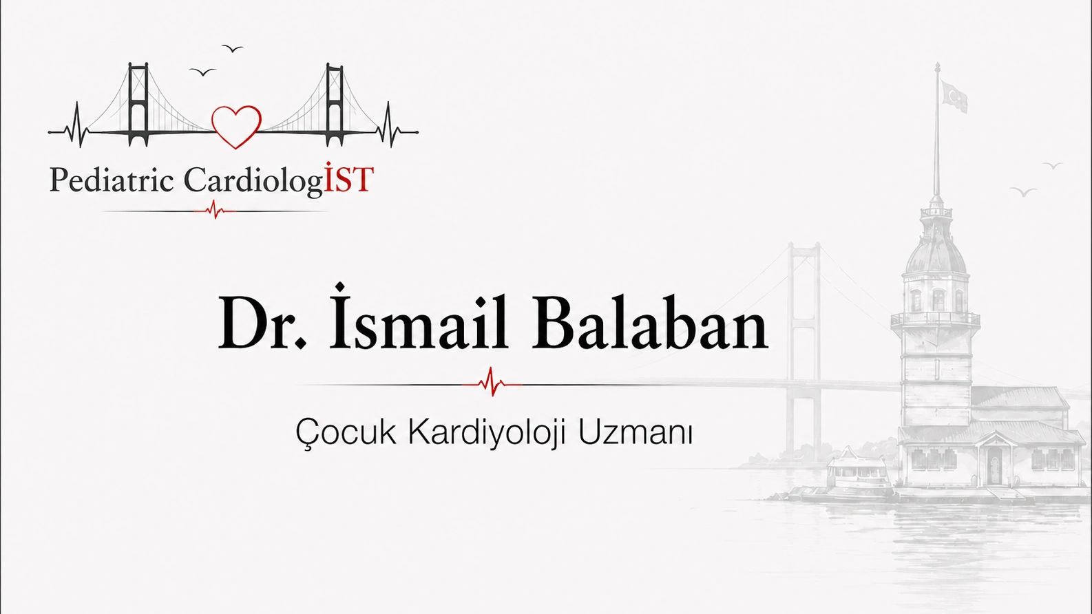 Business card for Dr. İsmail Balaban, a pediatric cardiology specialist in Istanbul.