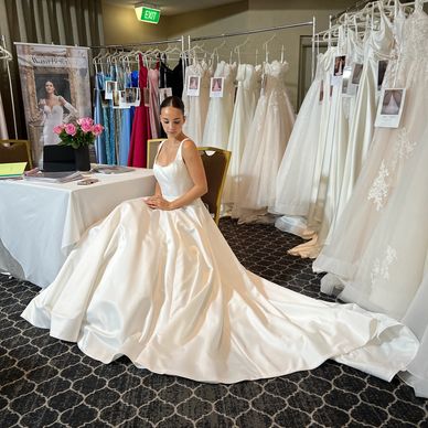 Wedding gown shown at the bridal trade show