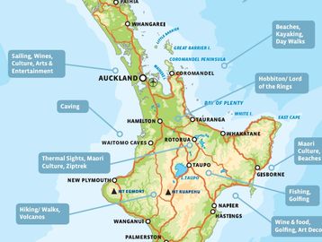Sample travel New Zealand travel itineraries for North or South Island.
