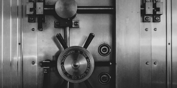 Photo of a highly secure steel vault door.

Photo by Jason Dent.