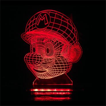 Super Mario Lámpara Regalo en acrílico cristal 5 mm. Corte y grabado láser. Thematic Shop 