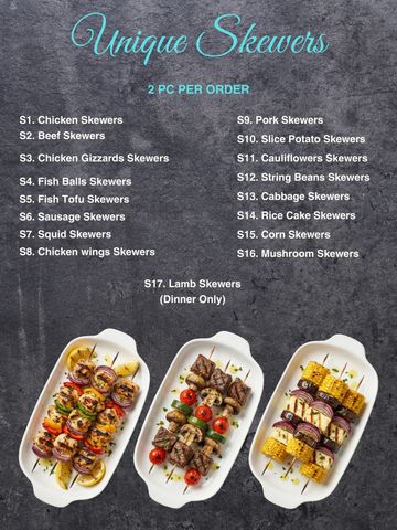 Skewers Price List 