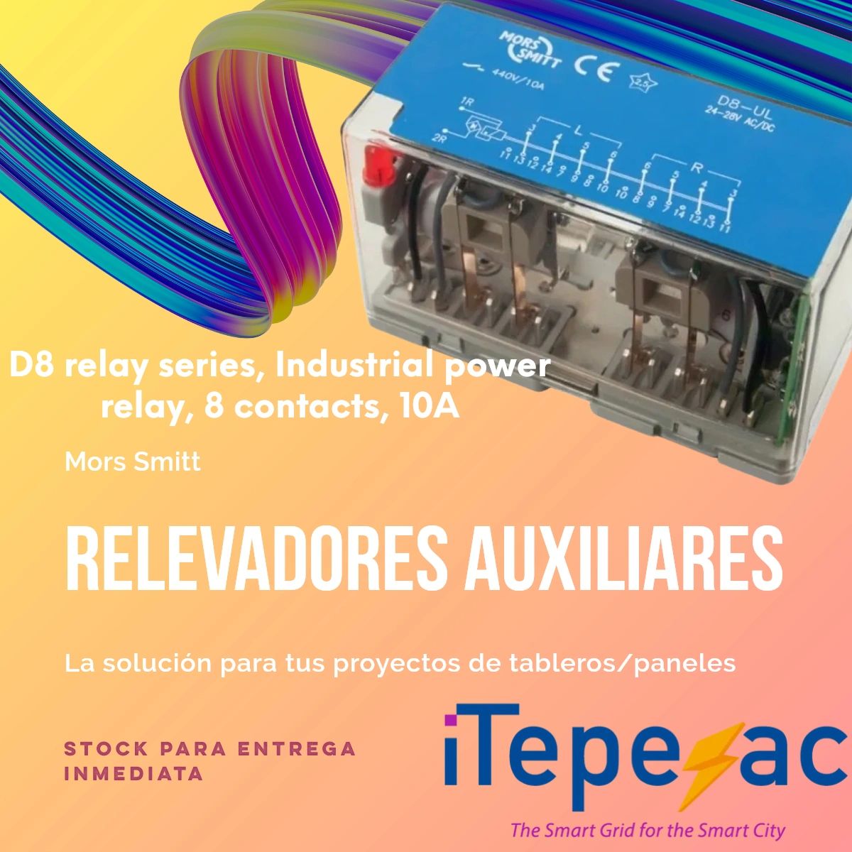 Relé Auxiliar de 8 contactos similar al RJ8R