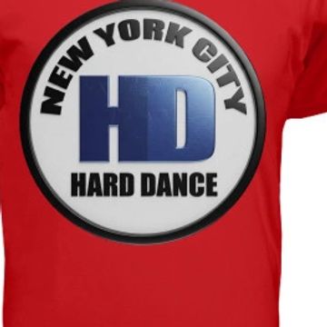 Red T-shirt with New York City Hard Dance logo and DJ Zoe-X text.