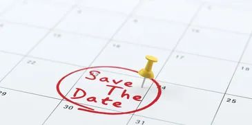 Calendar with a pinned reminder saying 'Save The Date'.