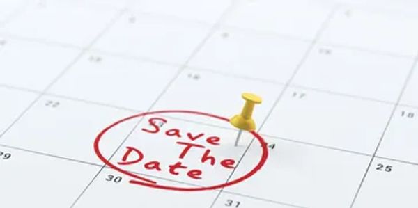 Calendar with a pinned reminder saying 'Save The Date'.