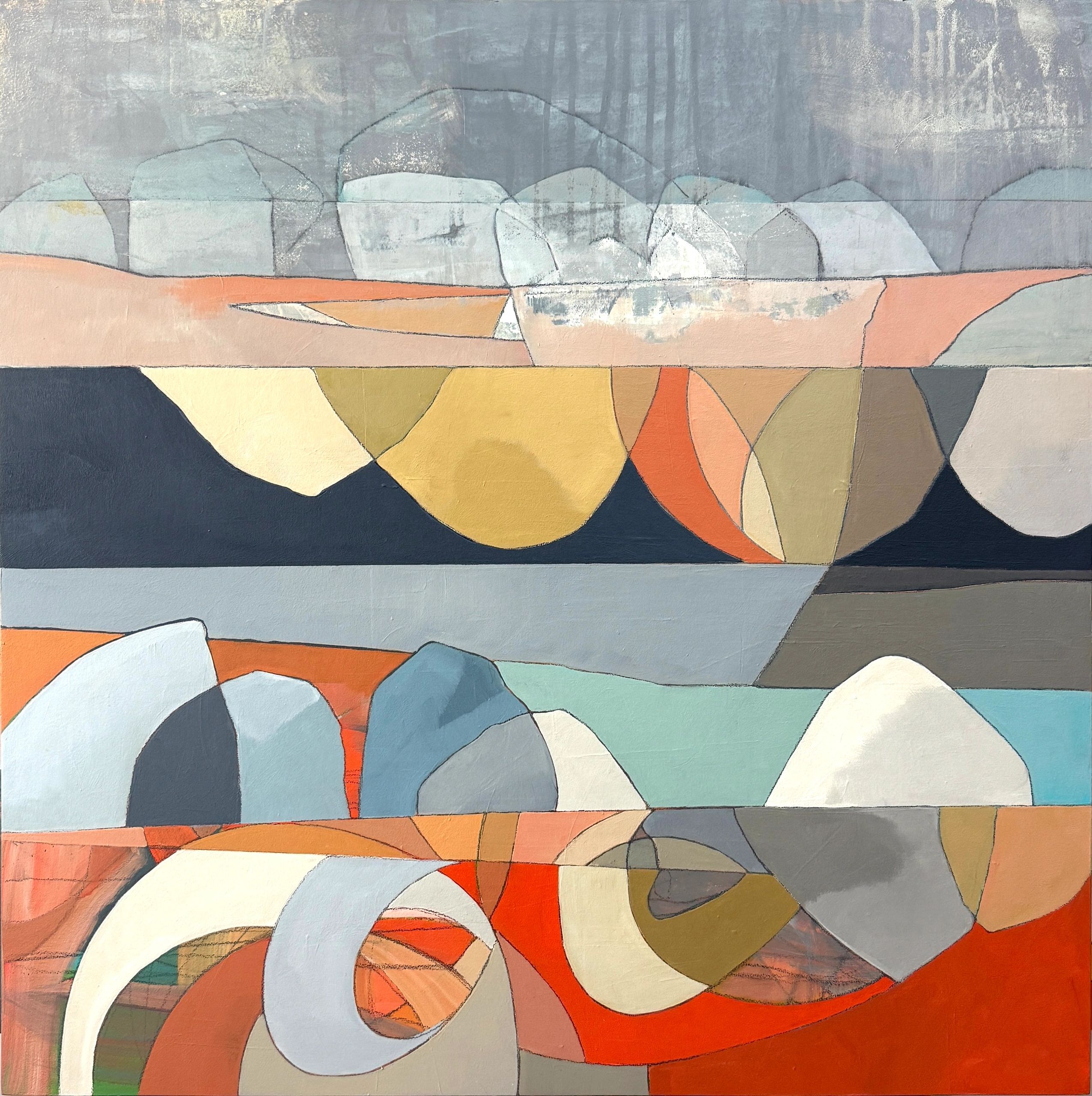 Thought Currents, Graphite and Acrylic on Wood, 30x30x3 inches