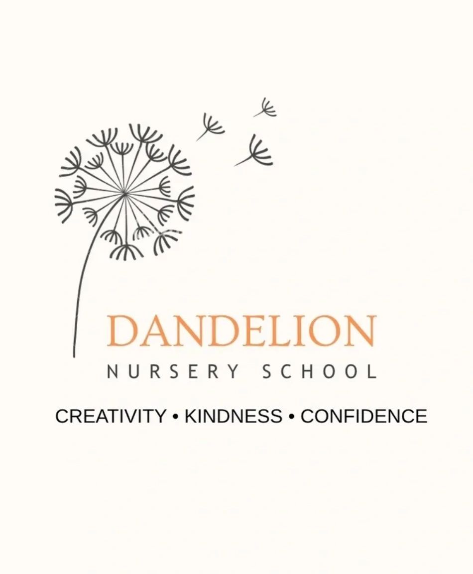 Logo of Dandelion Nursery School with a dandelion illustration and core values.