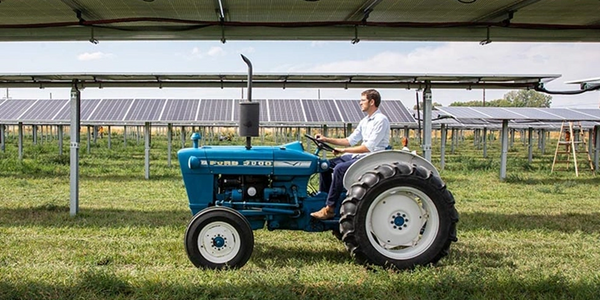 Tractor under Solar Panels