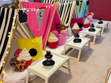 Camp Sweet Dreams Orlando slumber party tent rental themed sleepover teepee Disney characters