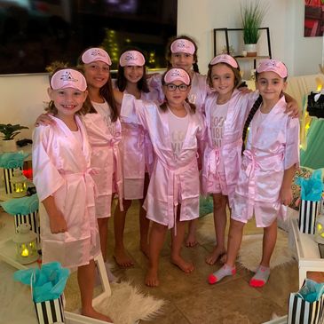 Orlandos Original Teepee Sleepover Company Camp Sweet Dreams satin robes for guest to keep 